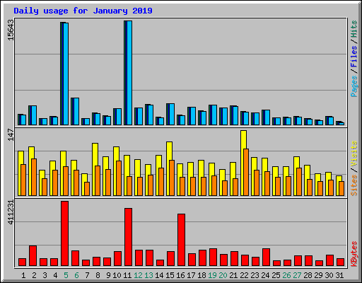 Daily usage for January 2019