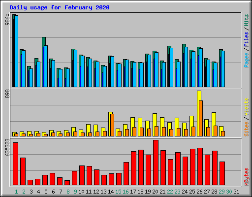 Daily usage for February 2020