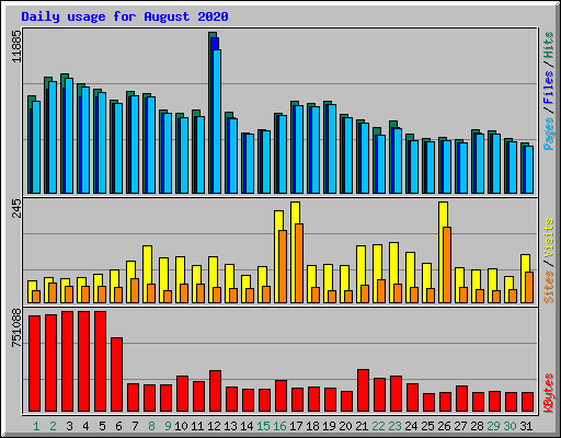 Daily usage for August 2020