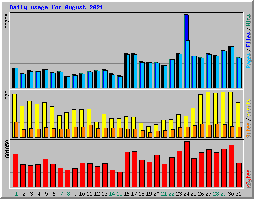 Daily usage for August 2021