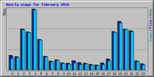 Hourly usage for February 2019