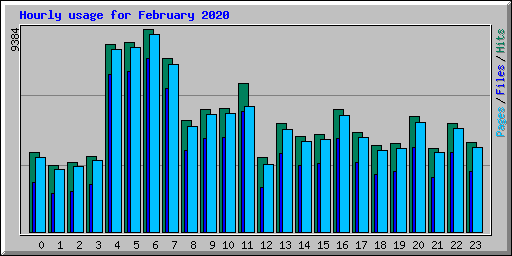 Hourly usage for February 2020